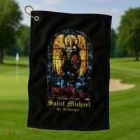 Saint Michael The Archangel St. Michael Stained Glass Golf Towel thumb 1