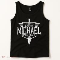 Saint Michael The Archangel Protect Us Catholic Tank Top thumb 2