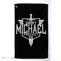 Saint Michael The Archangel Protect Us Catholic Golf Towel thumb 0