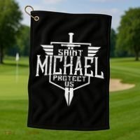 Saint Michael The Archangel Protect Us Catholic Golf Towel thumb 1