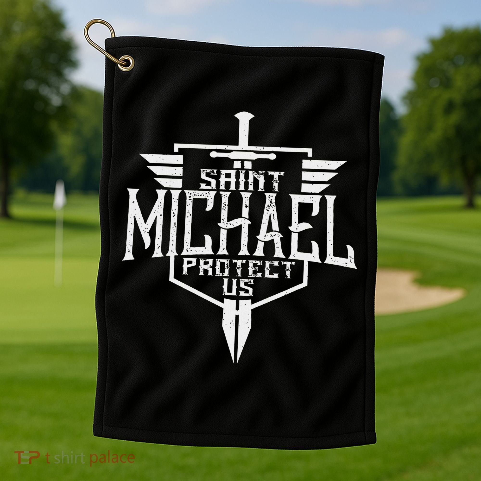 Saint Michael The Archangel Protect Us Catholic Golf Towel