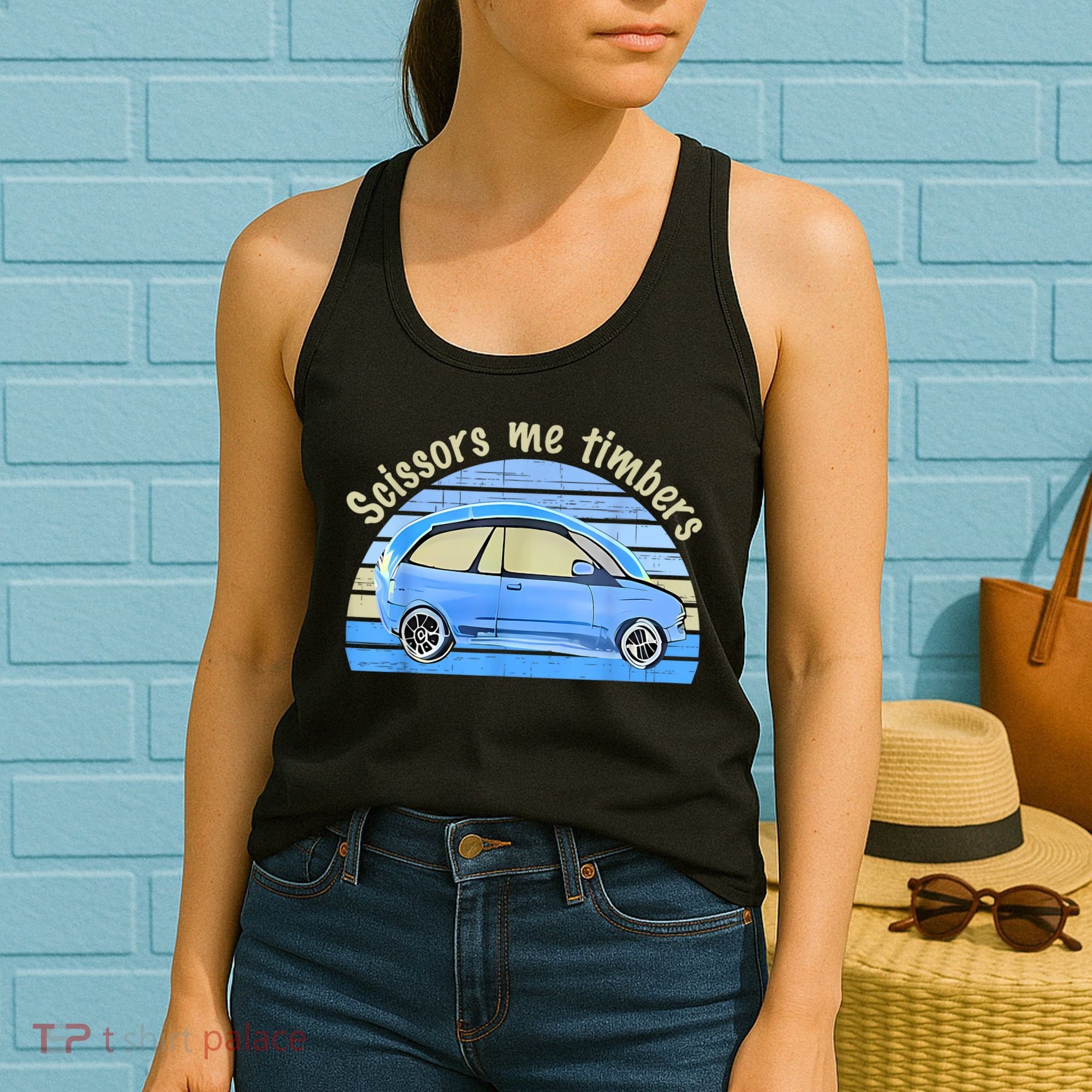 Scissors Me Timbers Funny Car Women's Tank Top