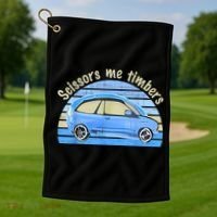 Scissors Me Timbers Funny Car Golf Towel thumb 1
