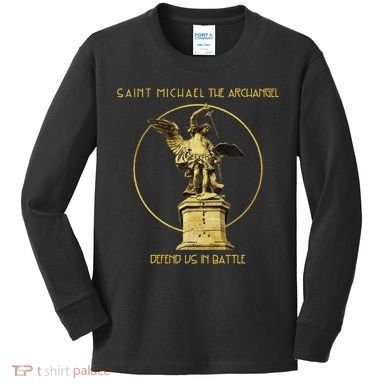 Saint Michael The Archangel Defend Us Prayer Catholic Kids Long Sleeve Shirt