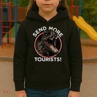 Send More Tourists! Funny T-Rex  Kids Hoodie thumb 3