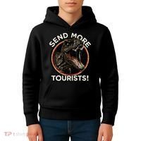 Send More Tourists! Funny T-Rex  Kids Hoodie thumb 4