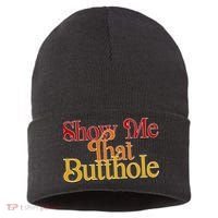 Show Me That Butthole Funny Sustainable Knit Beanie thumb 0