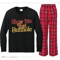 Show Me That Butthole Funny Kids Long Sleeve Plaid Pajama Set thumb 0