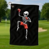 Skeleton Muay Thai Halloween Kickboxing MMA Fighter Costume Golf Towel thumb 1