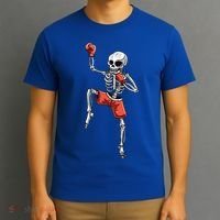 Skeleton Muay Thai Halloween Kickboxing MMA Fighter Costume T-Shirt thumb 3