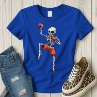 Skeleton Muay Thai Halloween Kickboxing MMA Fighter Costume Women's T-Shirt thumb 3