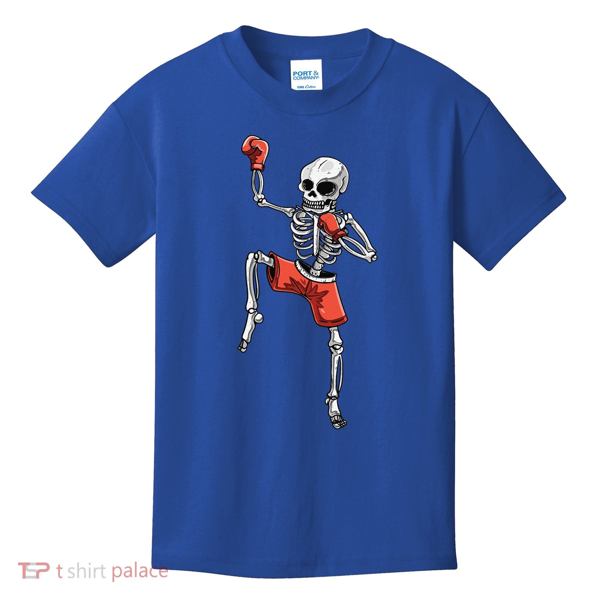 Skeleton Muay Thai Halloween Kickboxing MMA Fighter Costume Kids T-Shirt