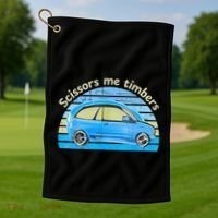 Scissors Me Timbers Funny Car Golf Towel thumb 1