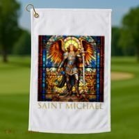 Saint Michael The Archangel Golf Towel thumb 1