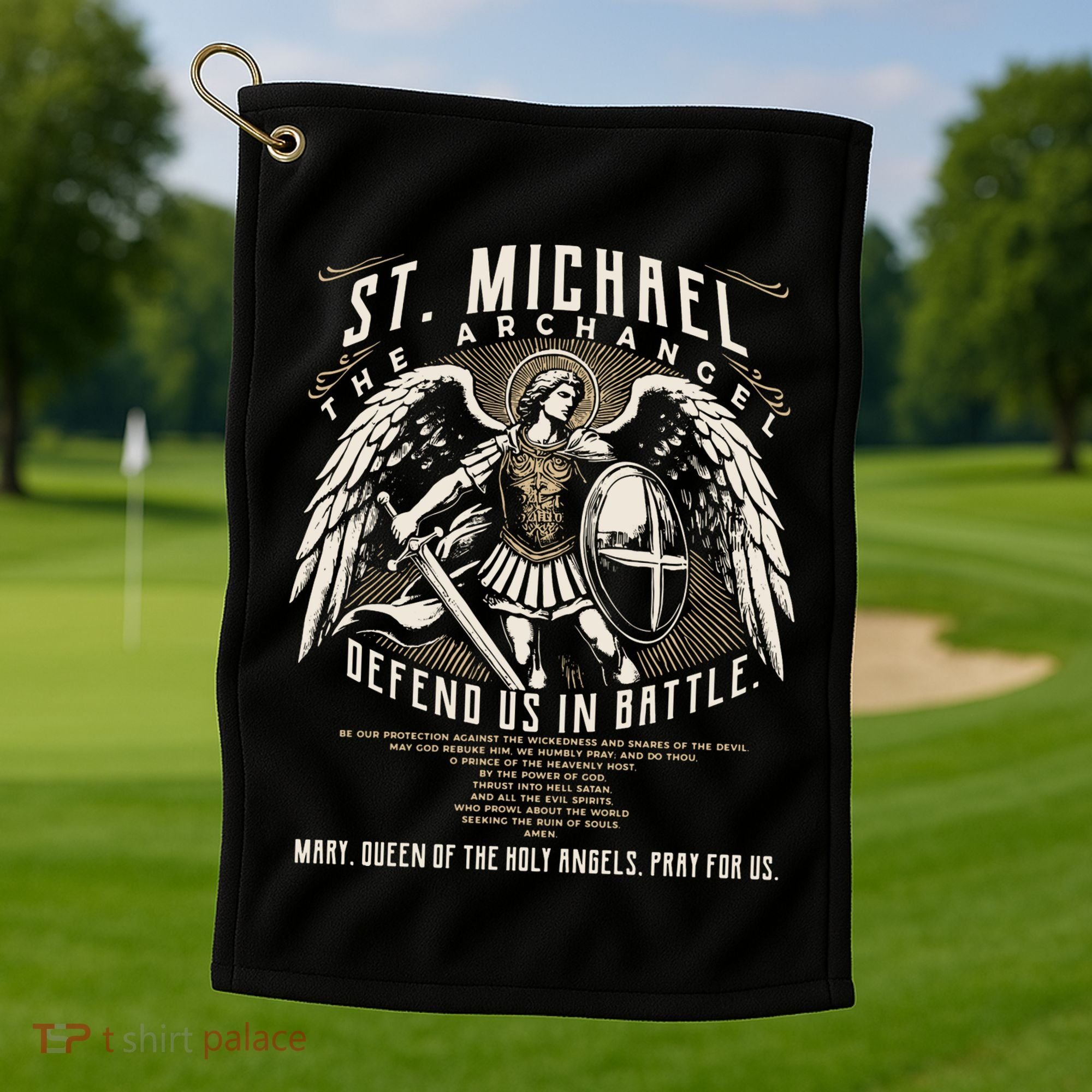 Saint Michael The Archangel Prayer Catholic Christian Pastor Golf Towel