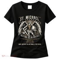 Saint Michael The Archangel Prayer Catholic Christian Pastor Women's T-Shirt thumb 0