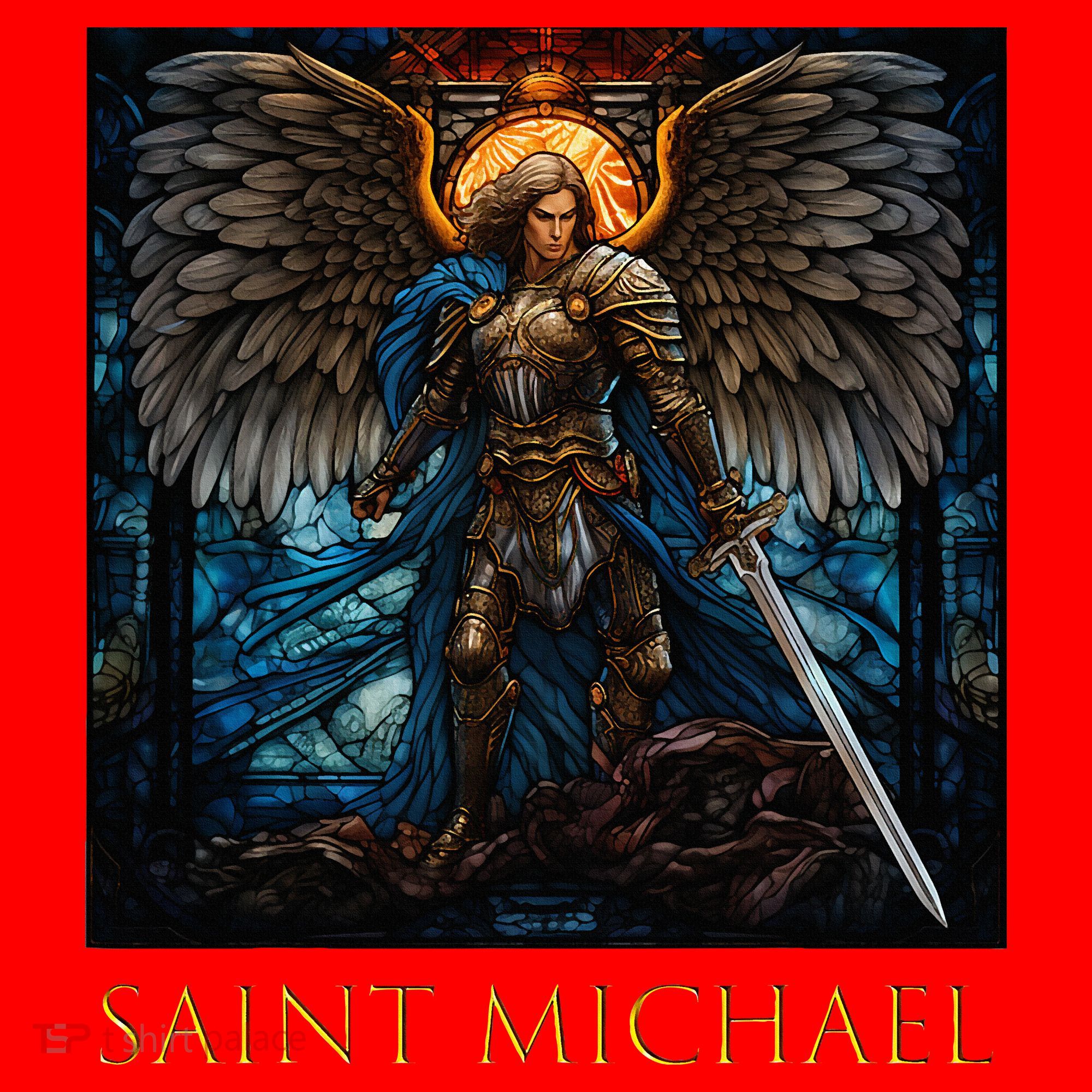 Saint Michael The Archangel Stained Glass Santa Hat