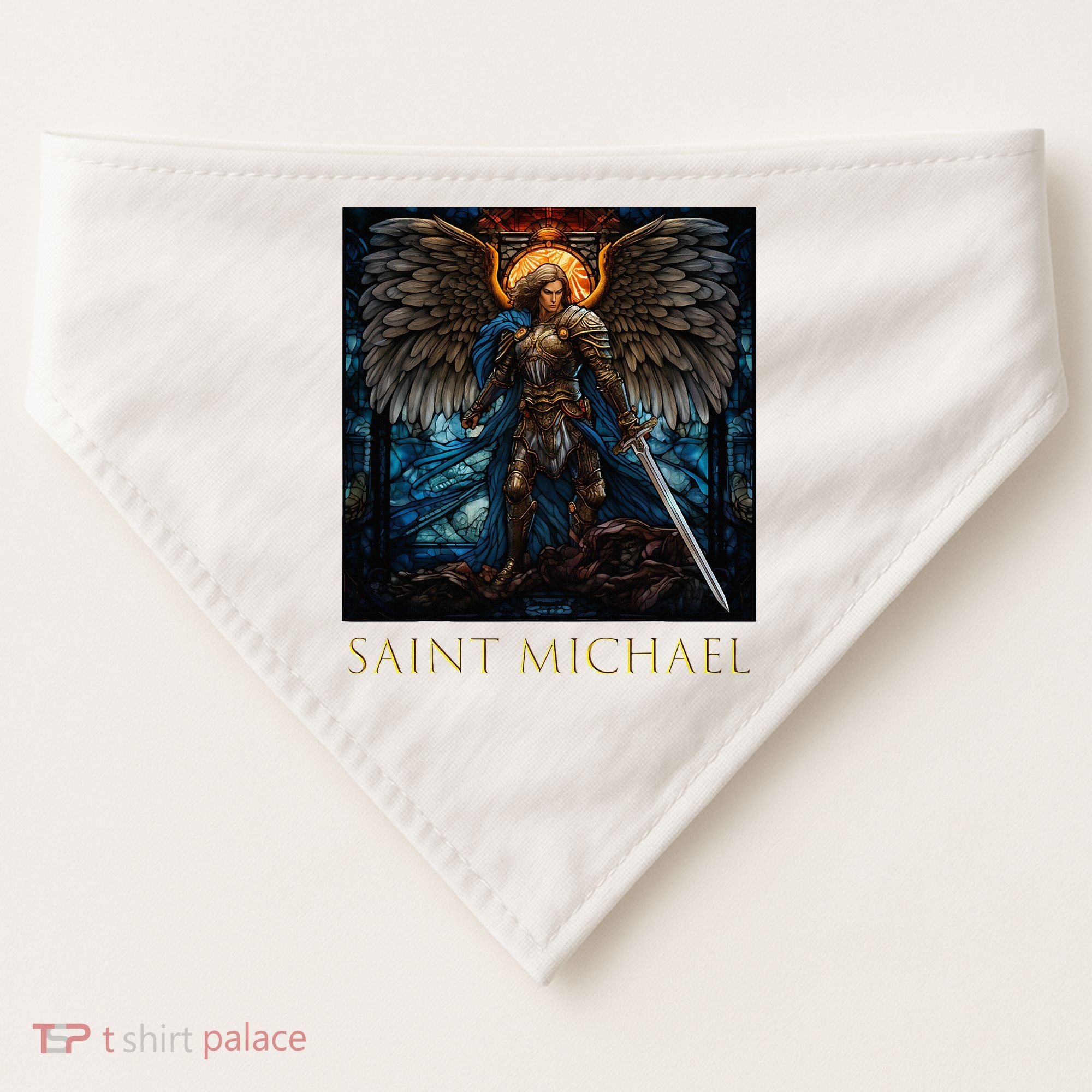 Saint Michael The Archangel Stained Glass USA-Made Doggie Bandana