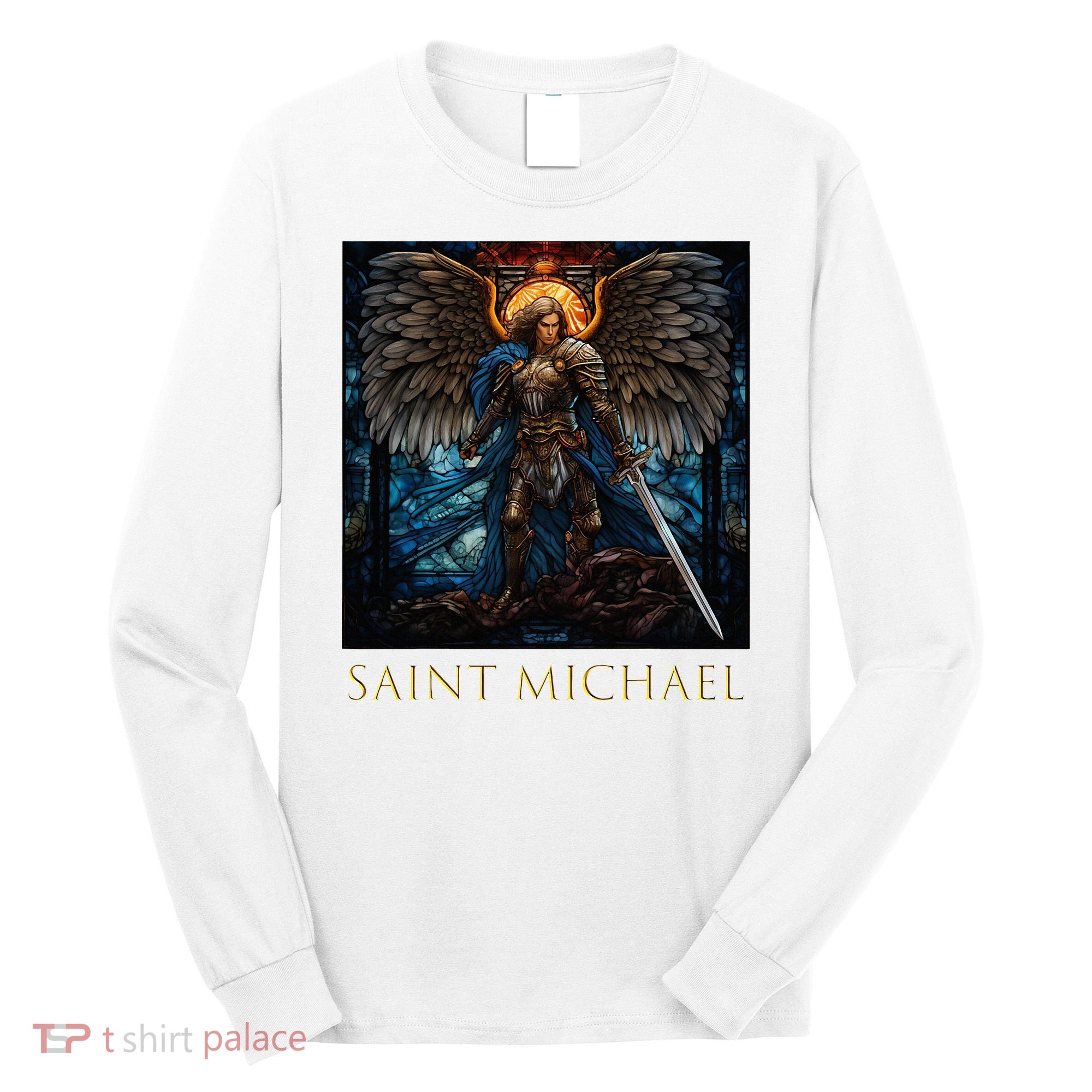 Saint Michael The Archangel Stained Glass Long Sleeve Shirt