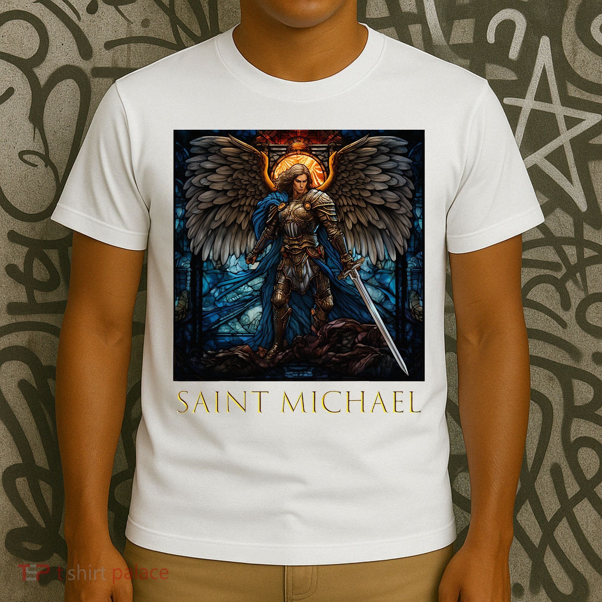Saint Michael The Archangel Stained Glass T-Shirt
