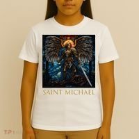 Saint Michael The Archangel Stained Glass T-Shirt thumb 4