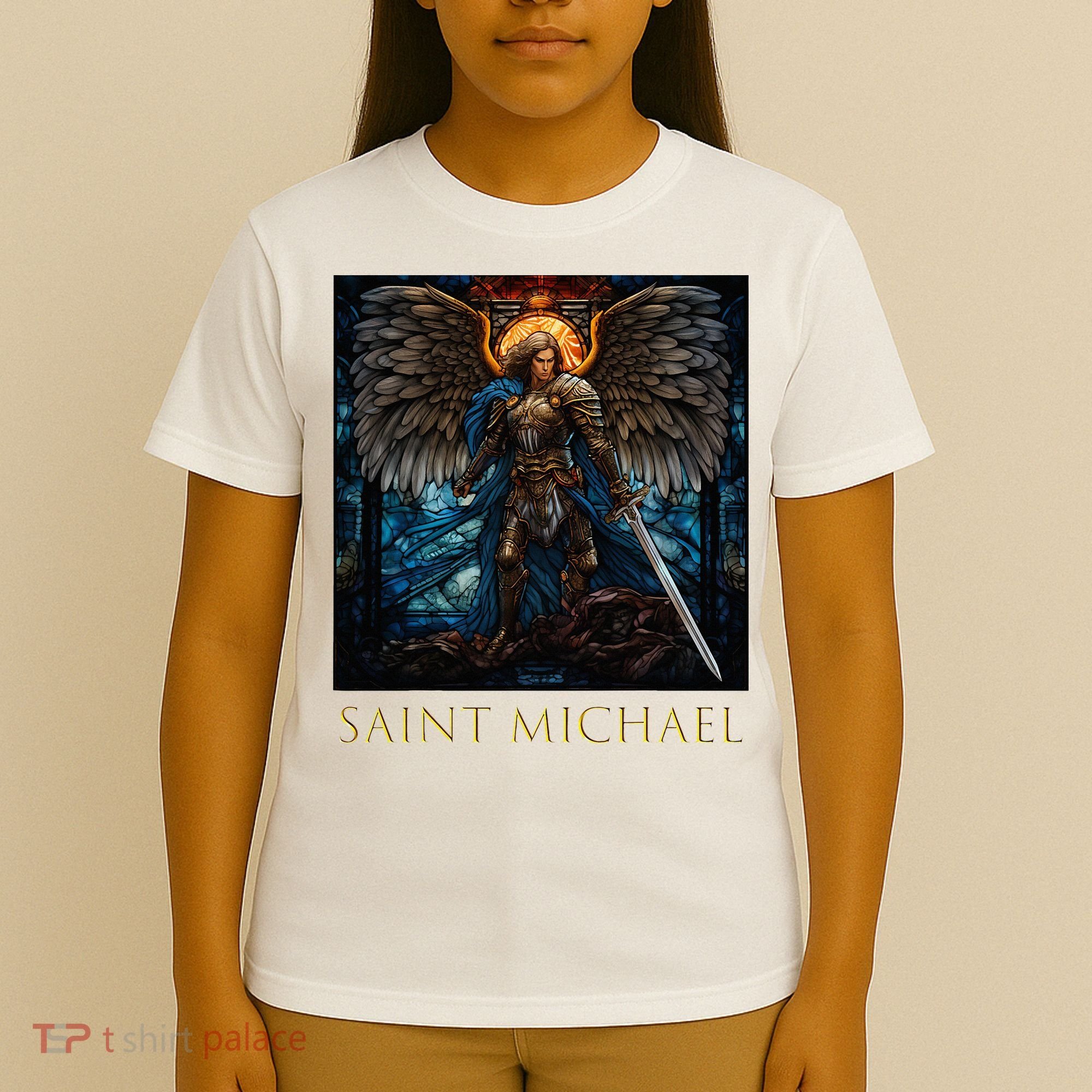 Saint Michael The Archangel Stained Glass T-Shirt