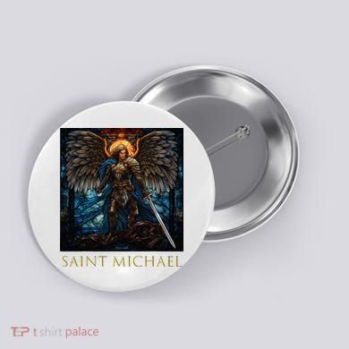 Saint Michael The Archangel Stained Glass Button