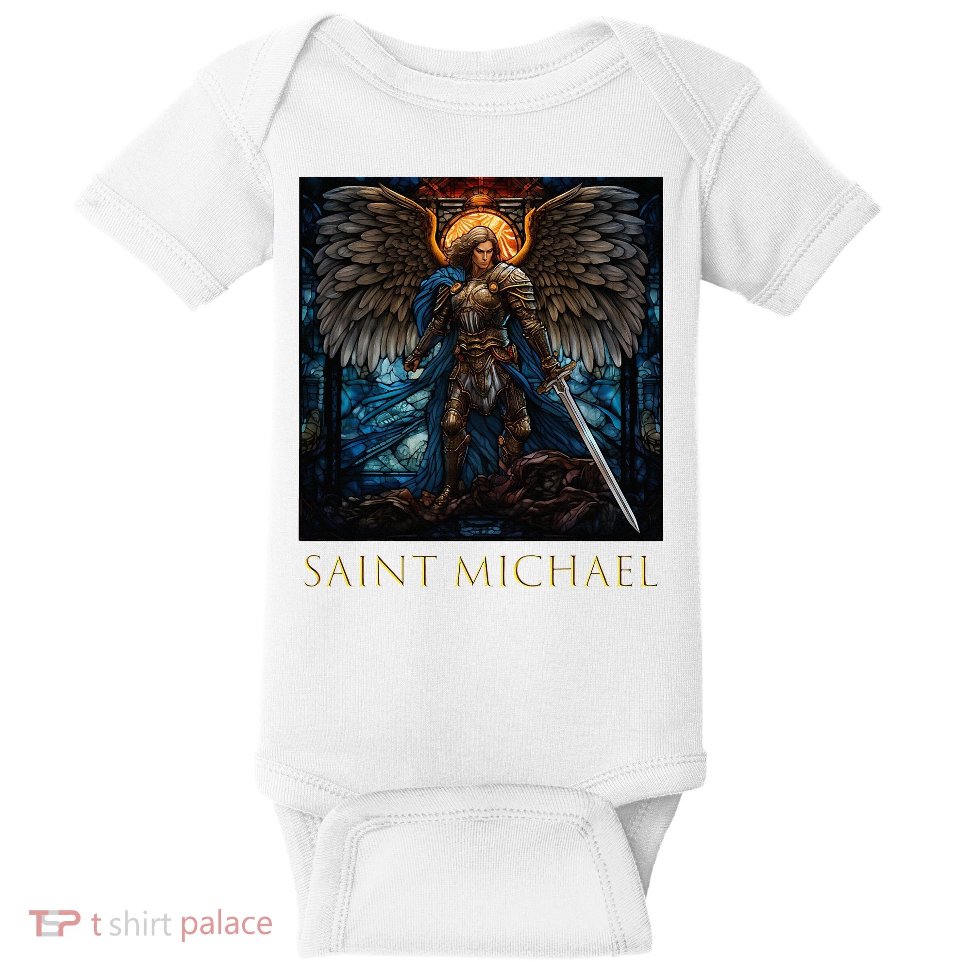 Saint Michael The Archangel Stained Glass Baby Bodysuit