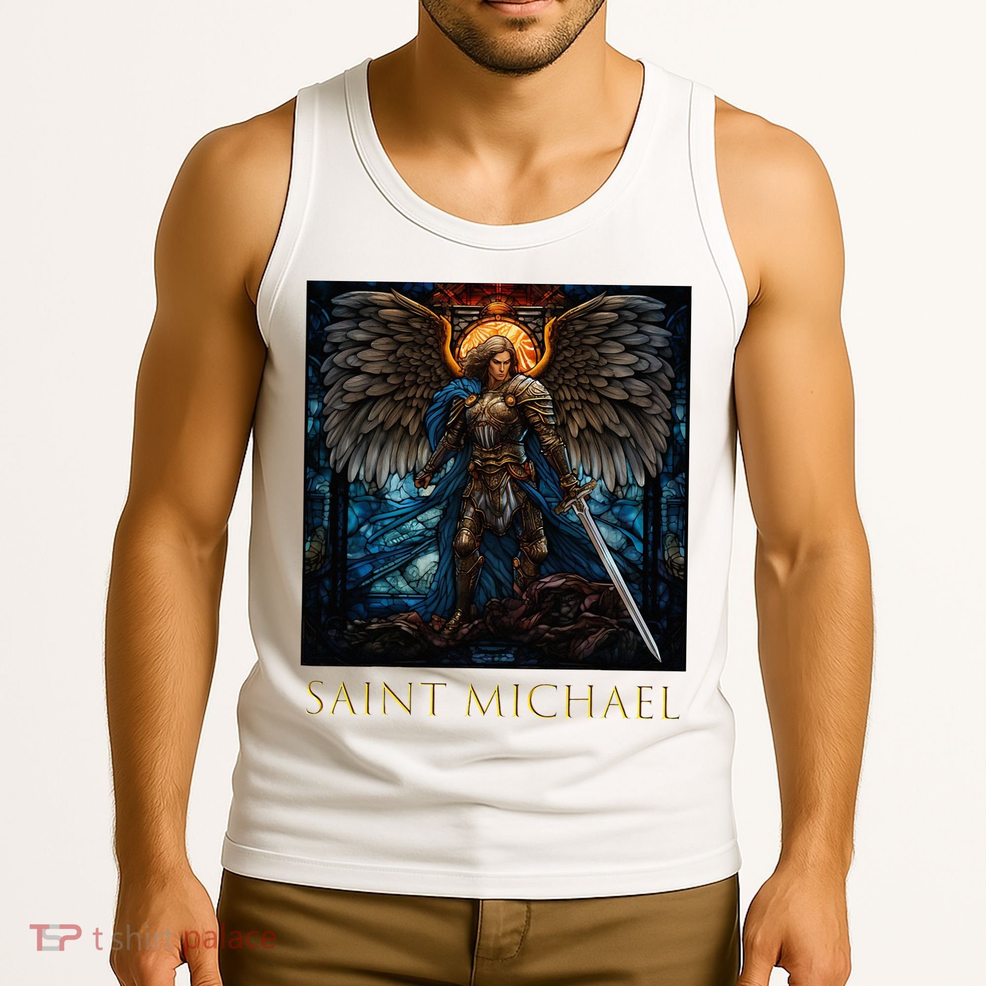 Saint Michael The Archangel Stained Glass Tank Top