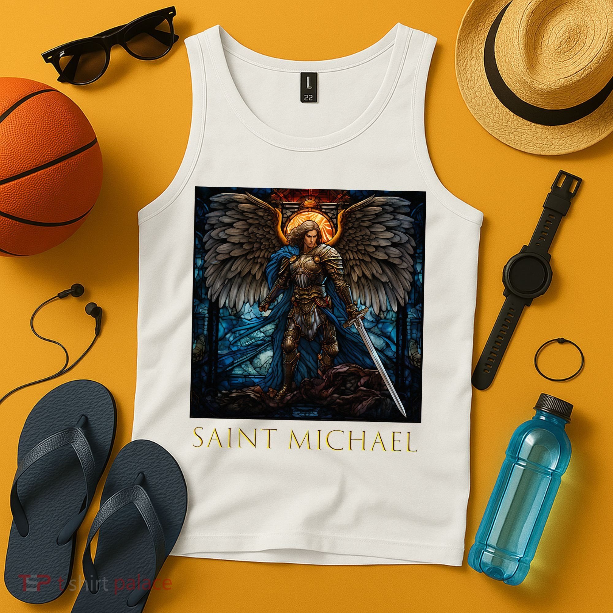 Saint Michael The Archangel Stained Glass Tank Top