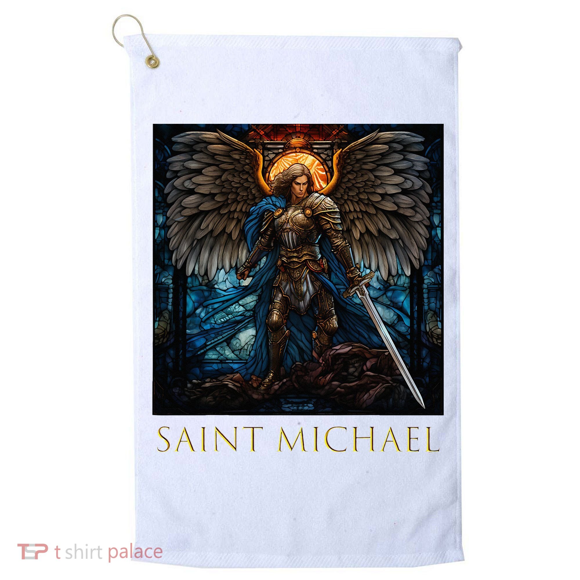 Saint Michael The Archangel Stained Glass Golf Towel