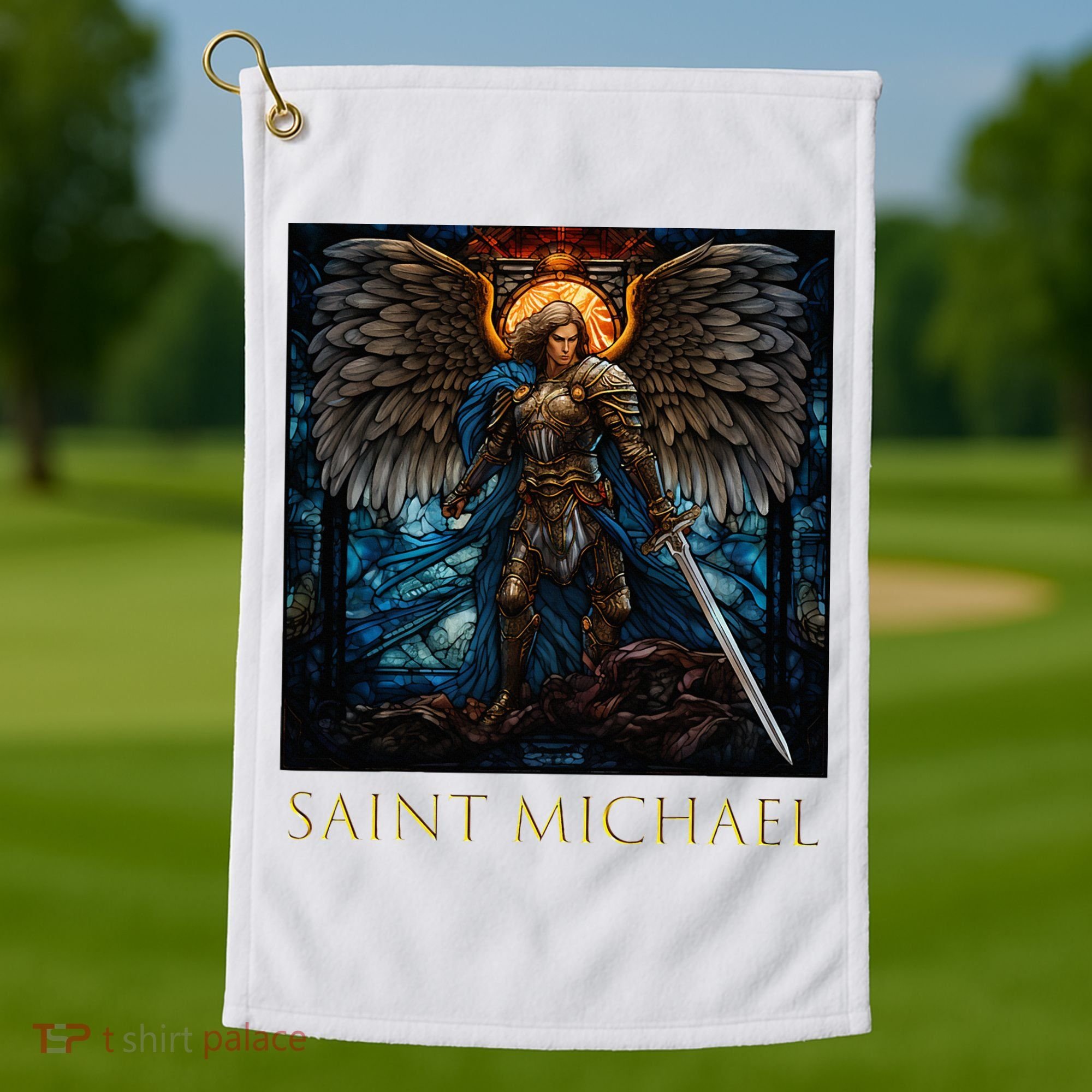 Saint Michael The Archangel Stained Glass Golf Towel