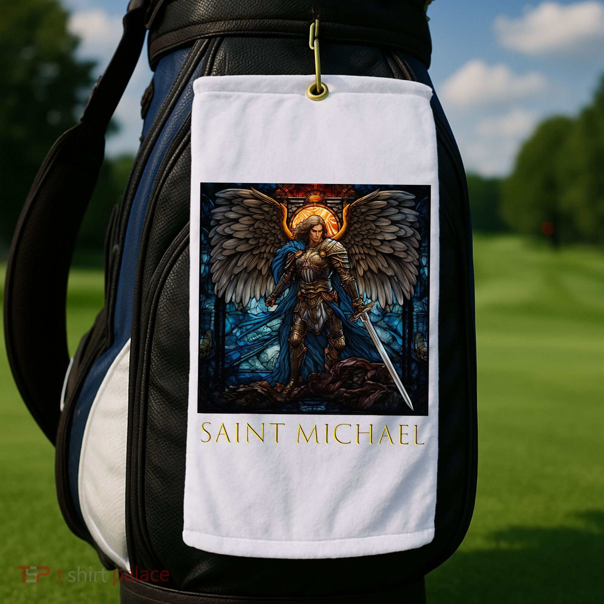 Saint Michael The Archangel Stained Glass Golf Towel