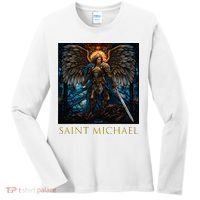 Saint Michael The Archangel Stained Glass Women's Long Sleeve Shirt thumb 0