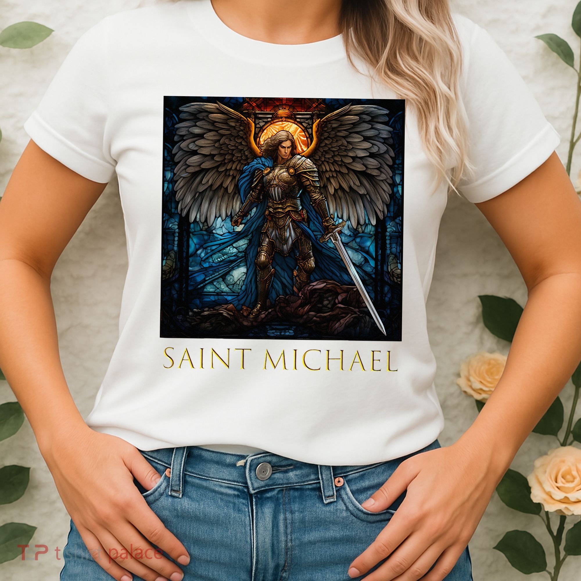 Saint Michael The Archangel Stained Glass Women's T-Shirt
