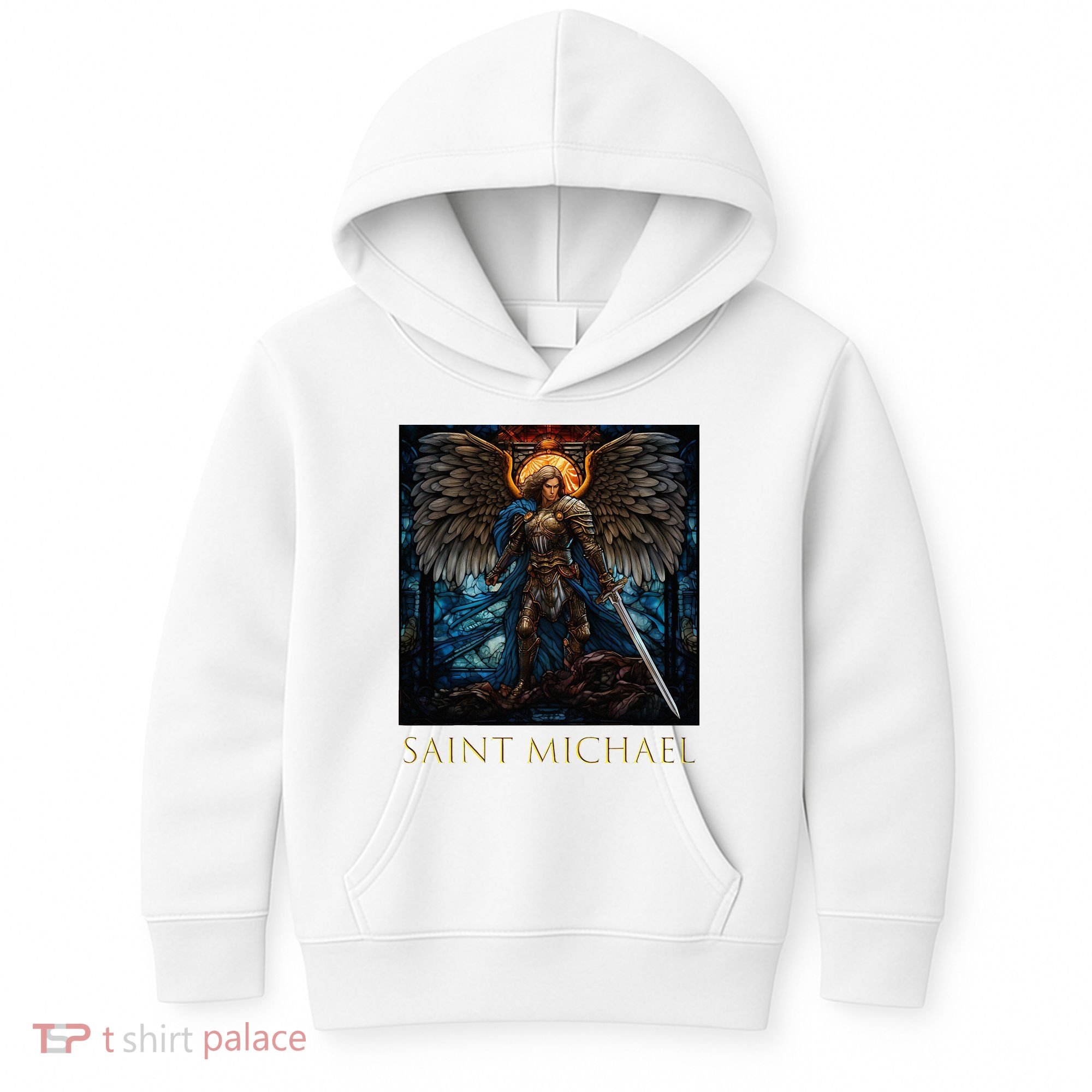 Saint Michael The Archangel Stained Glass Kids Hoodie