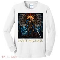 Saint Michael The Archangel Stained Glass Kids Long Sleeve Shirt thumb 0