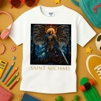 Saint Michael The Archangel Stained Glass Kids T-Shirt thumb 3