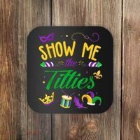 Show Me The Titties Funny Mardi Gras Coaster thumb 0