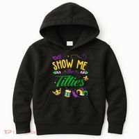 Show Me The Titties Funny Mardi Gras Kids Hoodie thumb 0