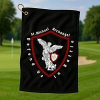 Saint Michael The Archangel Defend Us In Battle Golf Towel thumb 1