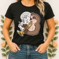Sloth Musical Trumpet Women's T-Shirt thumb 2