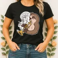 Sloth Musical Trumpet Women's T-Shirt thumb 2