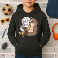 Sloth Musical Trumpet Kids Hoodie thumb 2