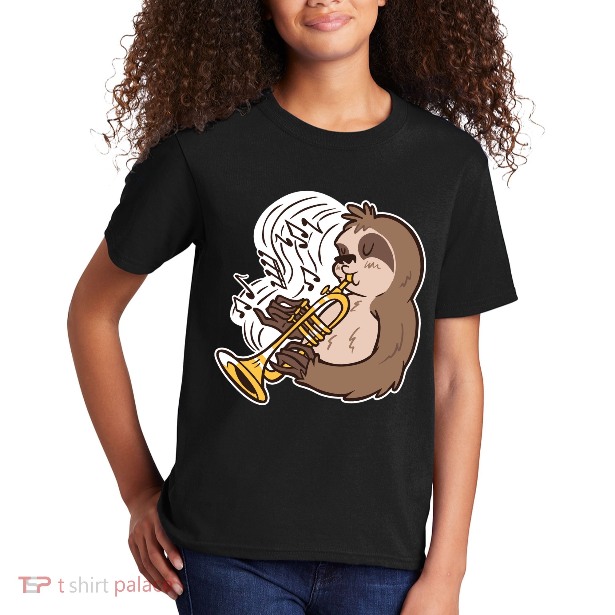 Sloth Musical Trumpet Kids T-Shirt