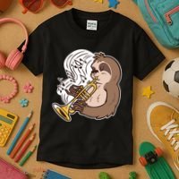 Sloth Musical Trumpet Kids T-Shirt thumb 3