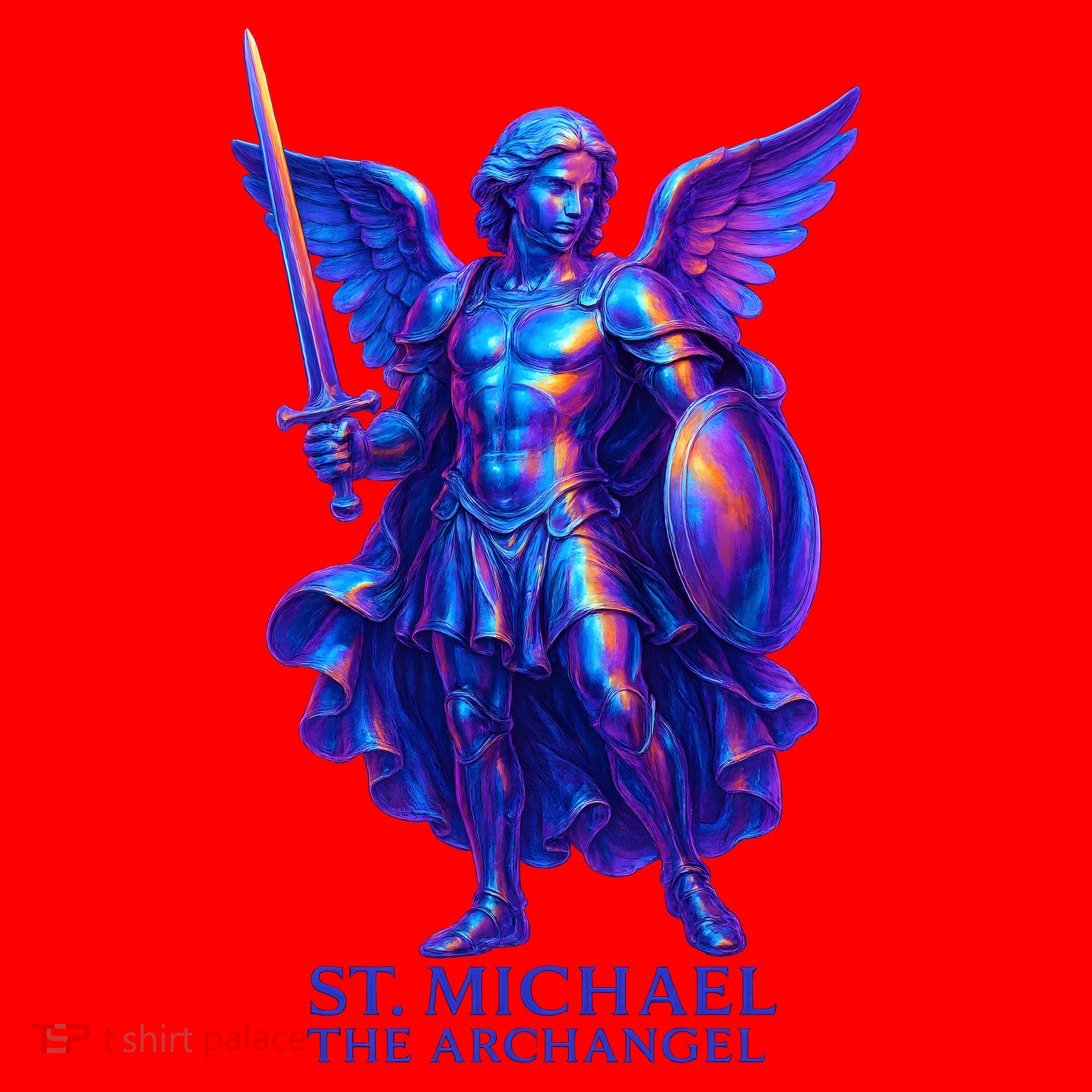 St. Michael The Archangel Iridescent 3d Art Santa Hat