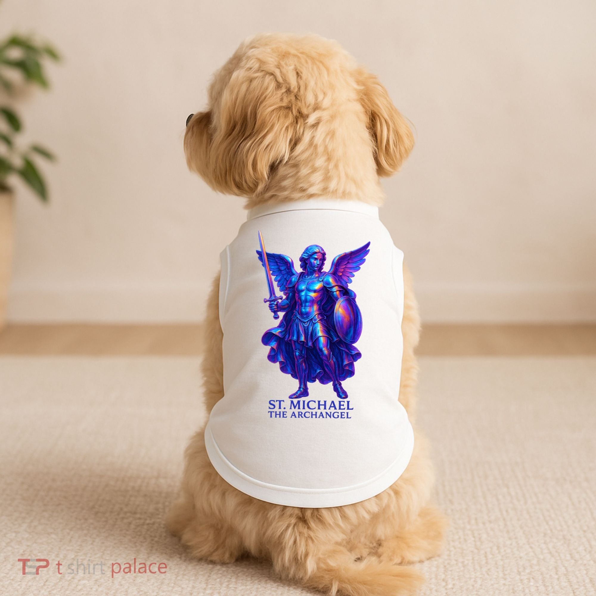 St. Michael The Archangel Iridescent 3d Art Doggie Tank