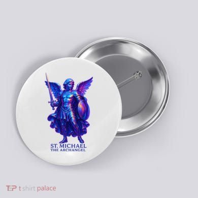 St. Michael The Archangel Iridescent 3d Art Button