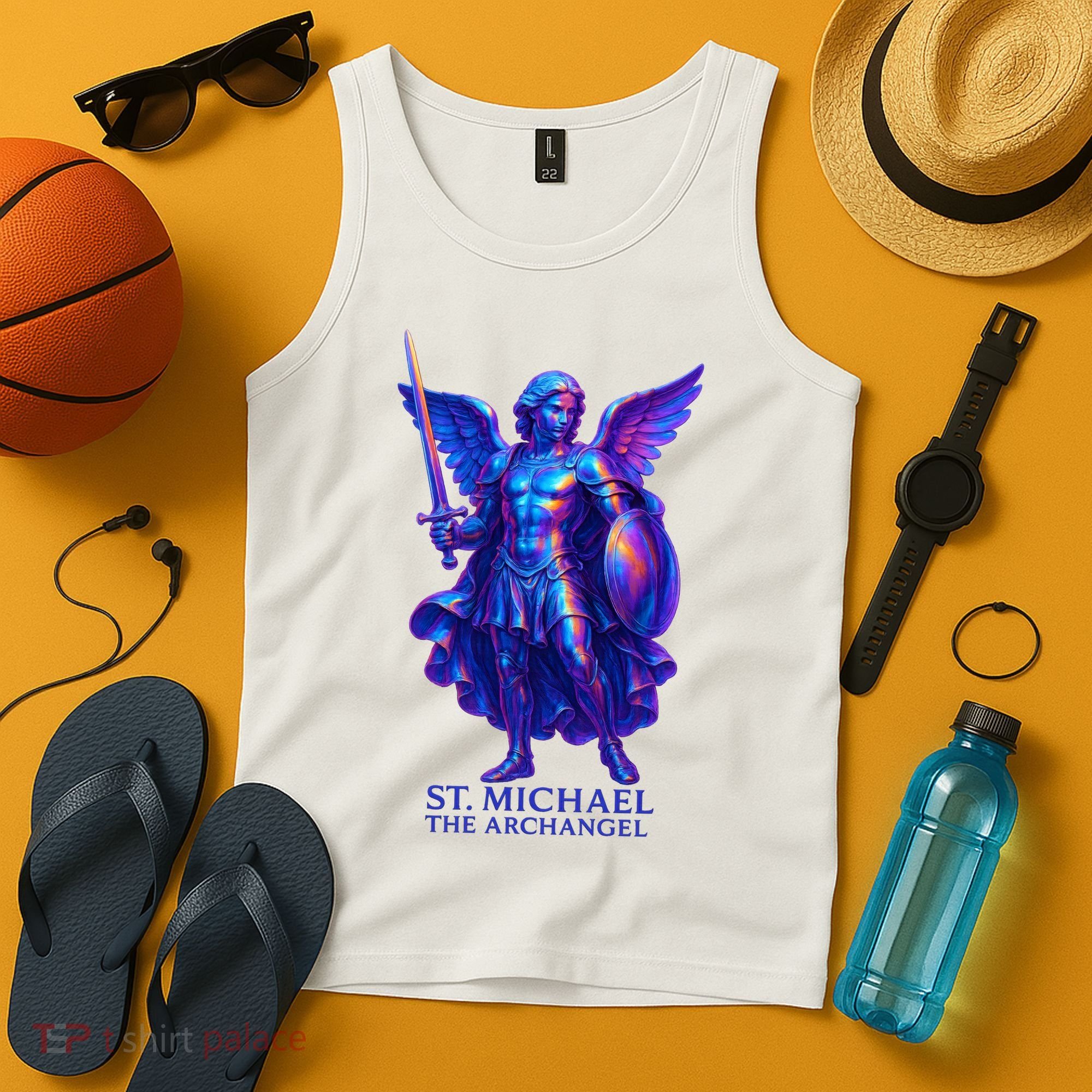 St. Michael The Archangel Iridescent 3d Art Tank Top